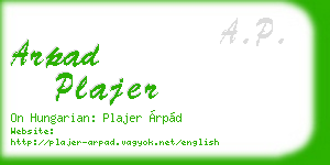 arpad plajer business card