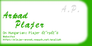 arpad plajer business card